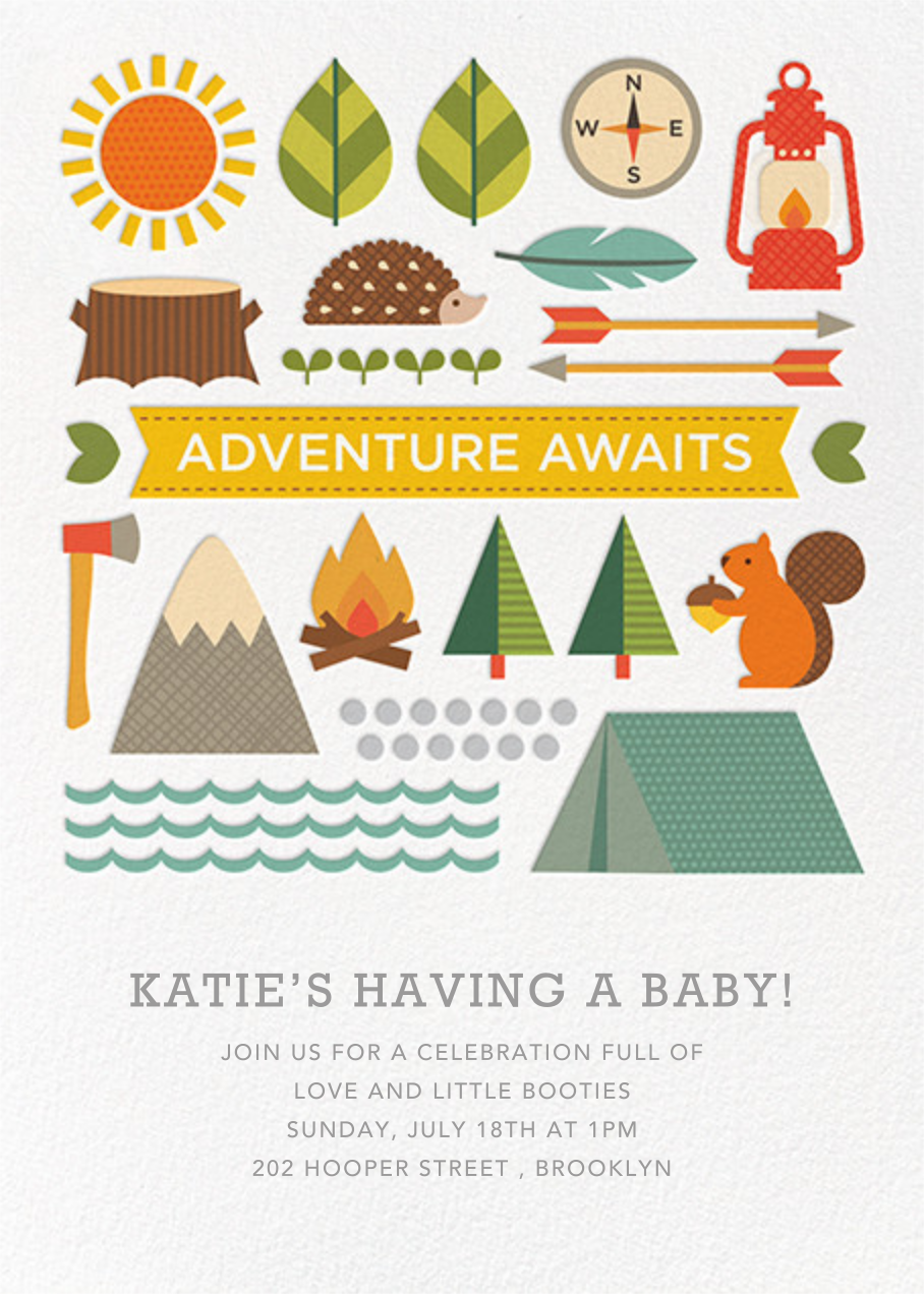 Camping themed hot sale baby shower invitations