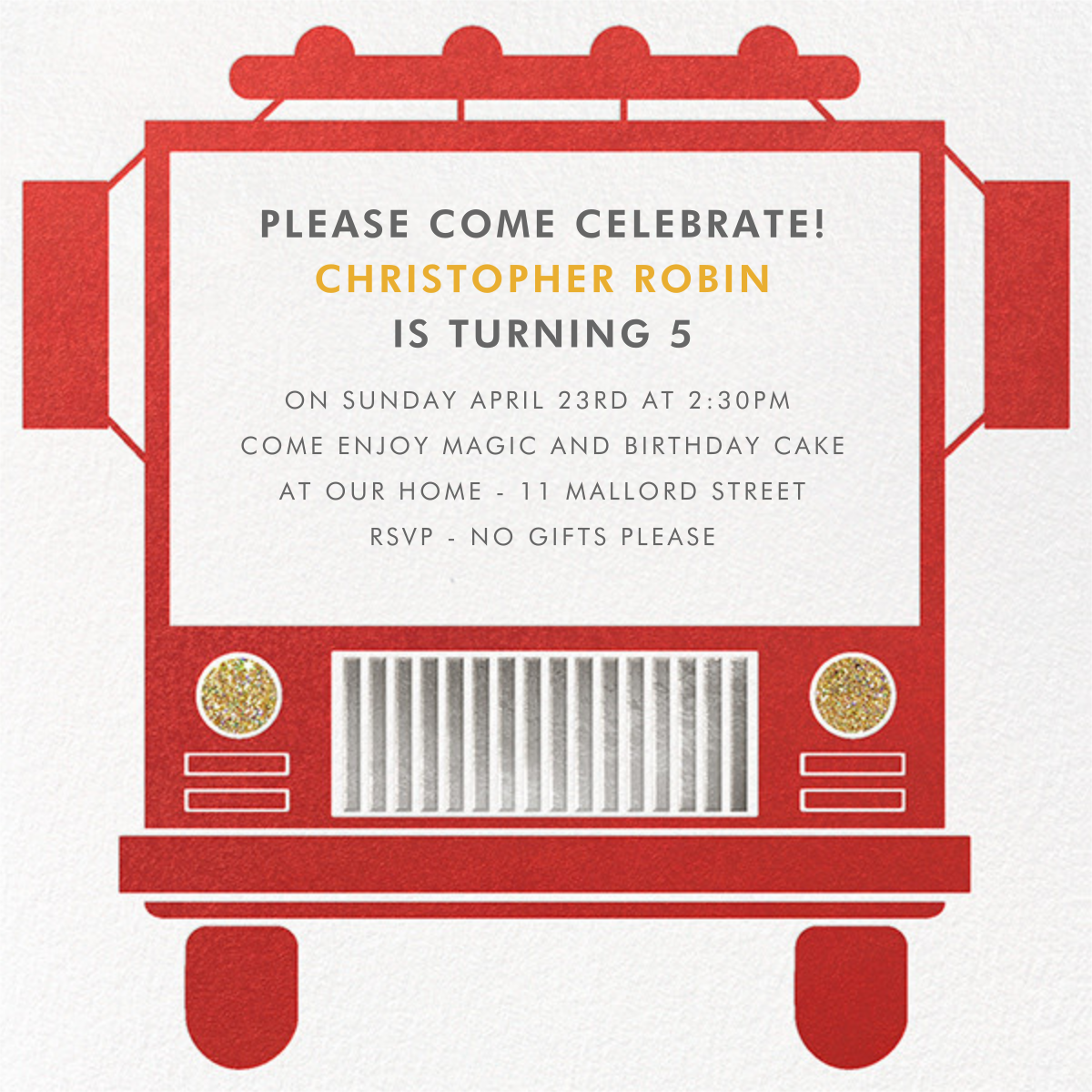 Firefighter Invitation Firetruck Invite Firefighter Birthday 